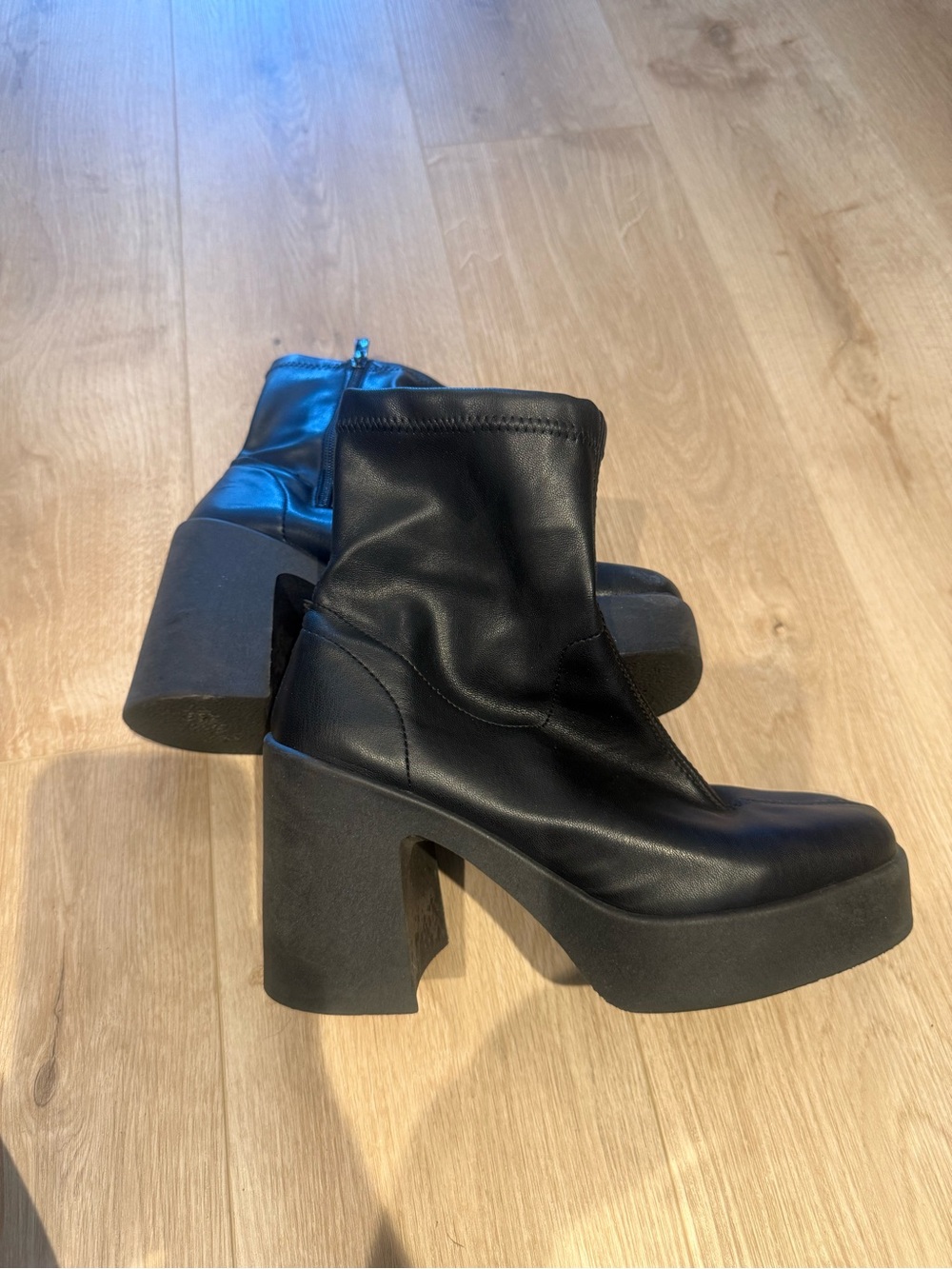 Steve Madden Black Chunky Platform Ankle Boots